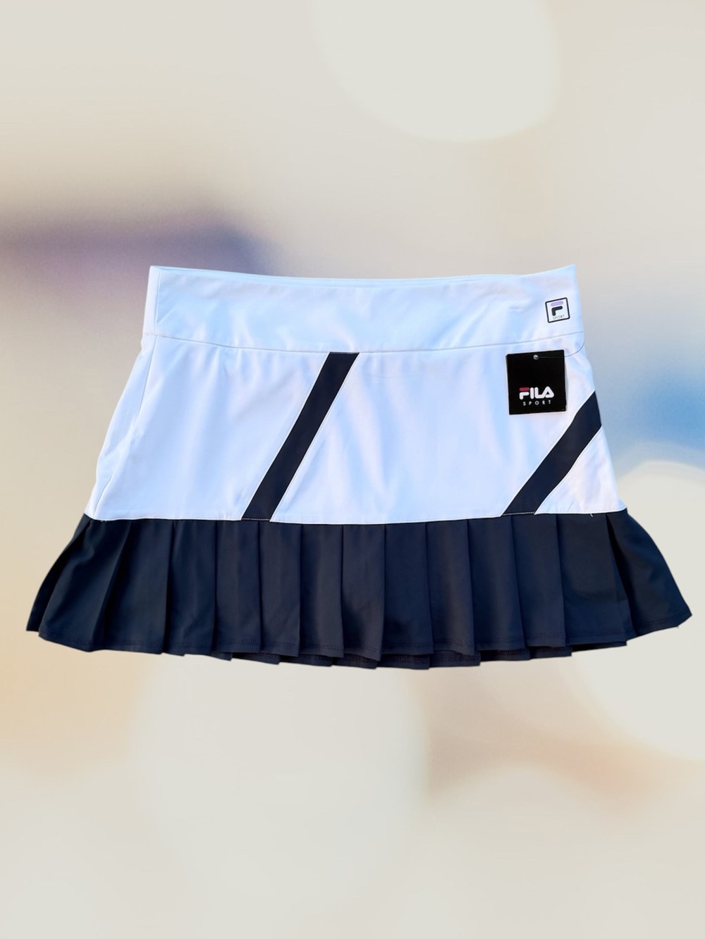 FILA Sport White and Blue Dropped-Waist Pleated Activewear Golf Skort ~ Large